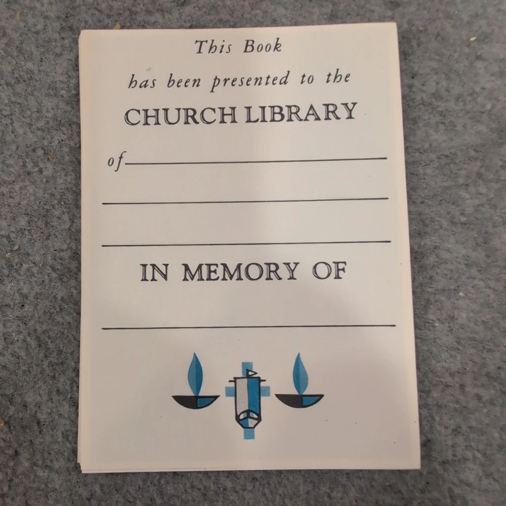 Lot of 25 Blank Vintage Church Library In Memory Of‎ Bookplates Religious Labels